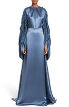 Women's Roksanda Zariah Ruffle Sleeve Silk Gown Us / 8 Uk - Blue