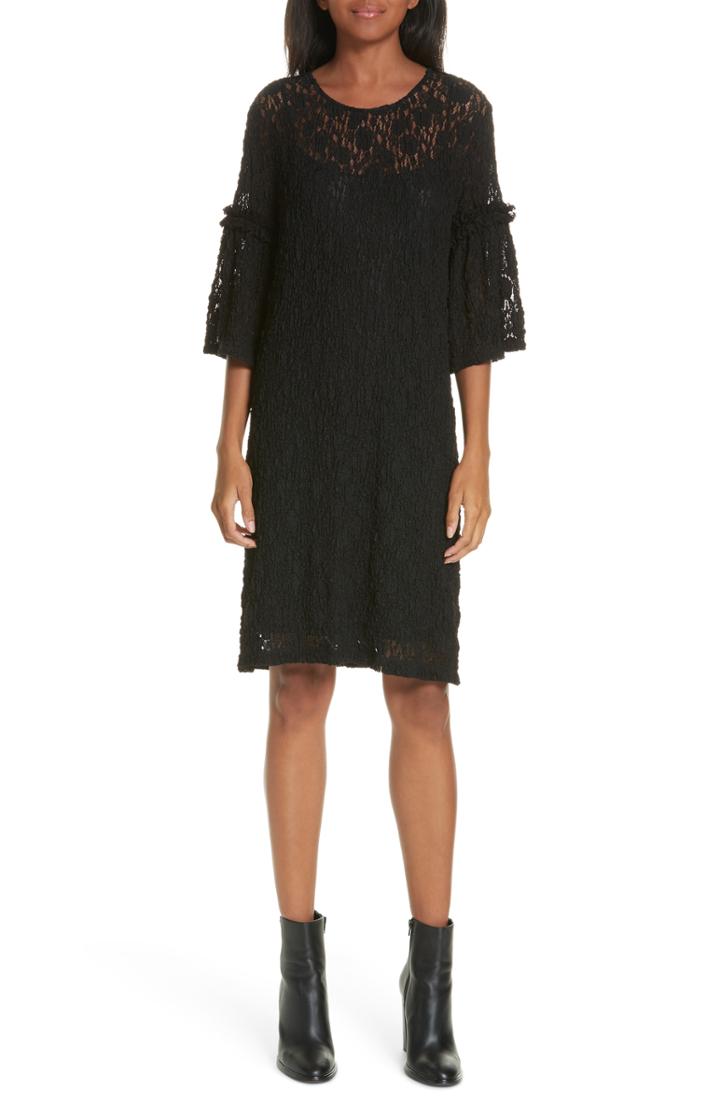 Women's Mm6 Maison Margiela Bell Sleeve Stretch Lace Shift Dress - Black
