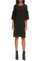 Women's Mm6 Maison Margiela Bell Sleeve Stretch Lace Shift Dress - Black