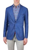 Men's Bugatchi Cotton & Linen Blazer R - Blue