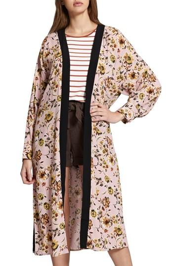 Women's Sanctuary Calico Print Kimono, Size - Pink