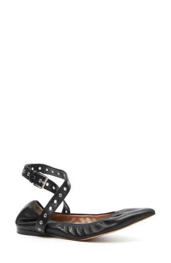 Women's Valentino Garavani 'love Latch' Pointy Toe Flat .5us / 35.5eu - Black