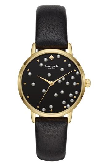 Women's Kate Spade New York Metro Embellished Dial Leather Strap Watch, 34mm