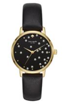 Women's Kate Spade New York Metro Embellished Dial Leather Strap Watch, 34mm