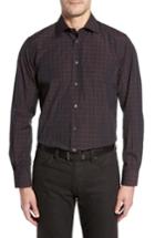 Men's Luciano Barbera Trim Fit Windowpane Print Sport Shirt - Red