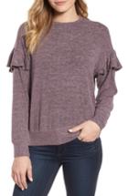 Women's Bobeau Ruffle Sleeve Sweatshirt - Purple