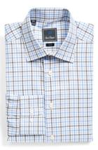 Men's David Donahue Trim Fit Plaid Dress Shirt .5 34/35 - Blue
