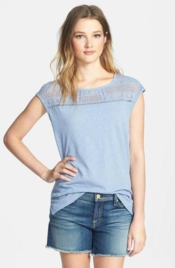 Hinge Crochet Inset Shell Blue Stonewash