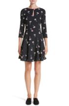 Women's Armani Collezioni Floral Print Fit & Flare Dress - Black