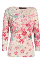 Women's St. John Collection Multicolor Brushstroke Floral Print Top, Size - Ivory