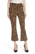 Women's Frame Cheetah Print Velvet Crop Flare Pants - Brown