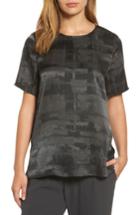 Women's Eileen Fisher Print Silk Top, Size - Brown