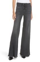 Women's Nili Lotan Wade Lace-up Wide Leg Jeans - Black