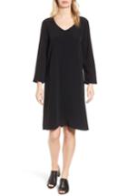 Women's Eileen Fisher V-neck Shift Dress, Size - Black