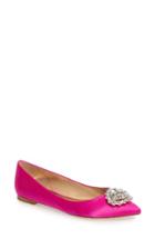 Women's Badgley Mischka 'davis' Crystal Embellished Pointy Toe Flat M - Pink