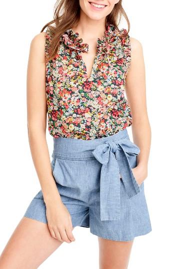 Women's J.crew Liberty Print Ruffle Top - Blue