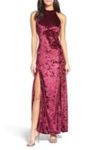 Women's Lulus Strappy Back Crushed Velvet Gown - Red