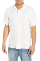 Men's Tommy Bahama Oceangrove Vines Classic Fit Embroidered Silk Camp Shirt - White