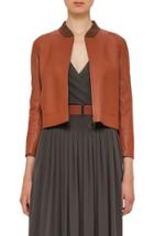 Women's Akris Punto Perforated Leather Bomber Jacket