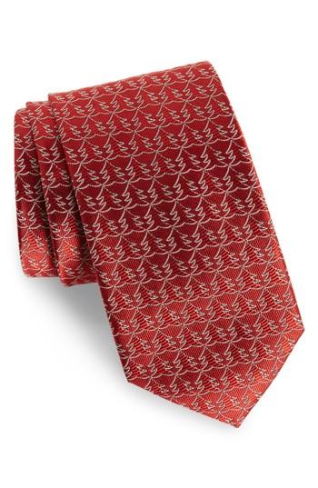 Men's Nordstrom Men's Shop Christmas Tree Silk Tie, Size X-long - Red