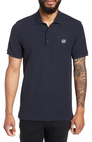 Men's Rag & Bone Embroidered Dagger Pique Polo, Size - Blue