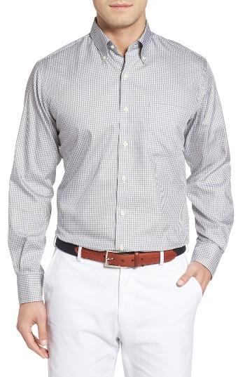 Men's Peter Millar Crown Soft Gingham Fit Sport Shirt, Size Medium - Grey