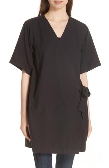 Women's Eileen Fisher Kimono Sleeve Organic Cotton Blend Jacket, Size - Black