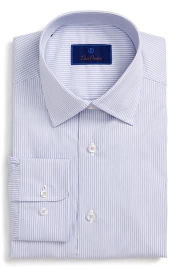 Men's David Donahue Regular Fit Stripe Dress Shirt .5 - 32/33 - Purple