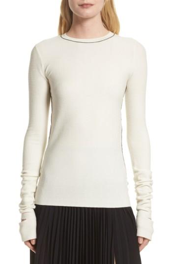 Women's Helmut Lang Slash Cuff Wool Blend Sweater - Ivory