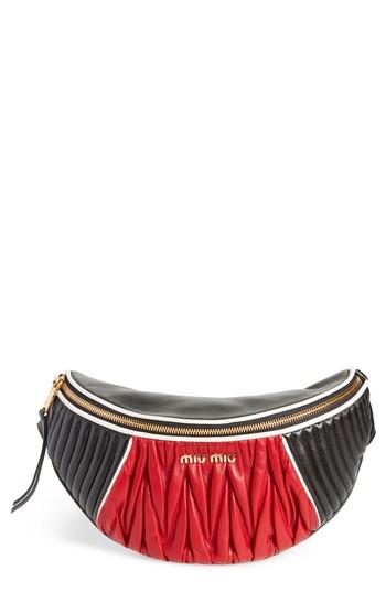 Miu Miu Rider Matelasse Leather Belt Bag - Black