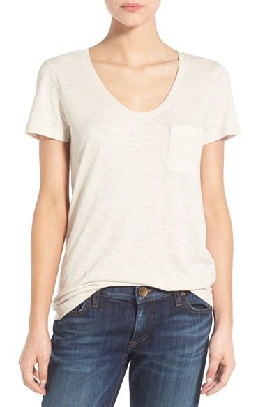 Women's Caslon Relaxed Slub Knit U-neck Tee, Size - Beige