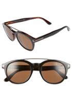 Women's Tom Ford Newman 53mm Polarized Sunglasses - Black/ Rose Gold/ Brown Polar