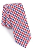 Men's 1901 Leona Check Cotton Skinny Tie, Size - Red