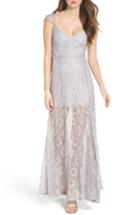 Women's Lulus Lace Illusion Skirt Gown