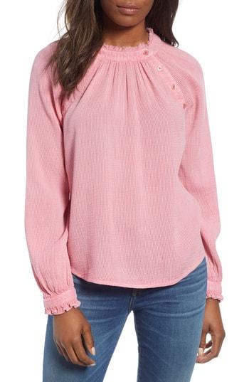 Women's Caslon Textured Cotton Blouse - Pink
