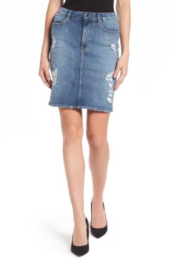 Women's Good American High Waist Denim Pencil Skirt - Blue