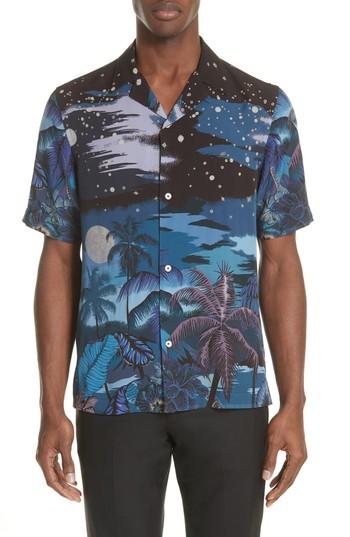 Men's Paul Smith Palm Tree Print Shirt - Blue