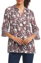 Women's Foxcroft Felicity Lace-up Tunic Top - Burgundy