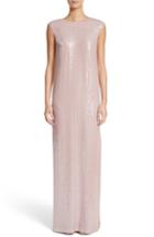 Women's St. John Evening Sequin Silk Georgette Column Gown - Pink