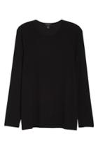Women's Halogen Skivvy Fine Rib Crewneck Tee, Size - Black