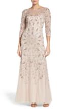 Petite Women's Adrianna Papell Beaded A-line Gown P - Pink