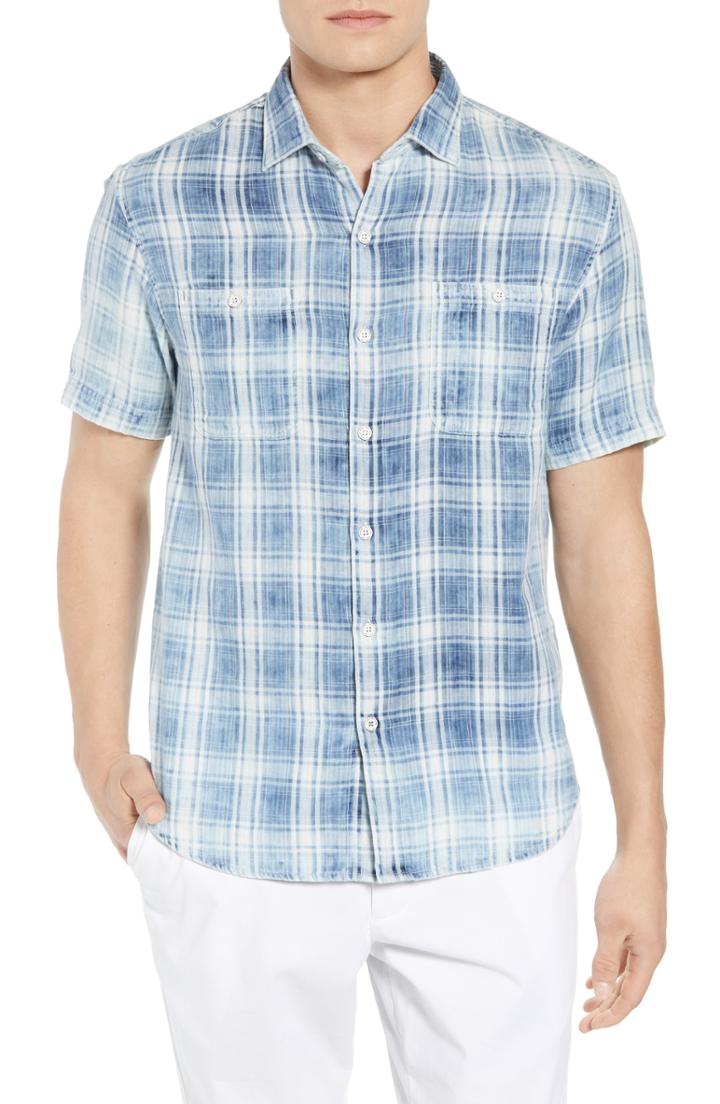 Men's Tommy Bahama Soleil Del Fade Check Sport Shirt, Size - Blue