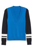 Women's Treasure & Bond Stripe V-neck Sweater - Blue