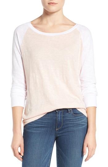 Women's Caslon Lightweight Colorblock Cotton Tee, Size - Pink
