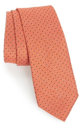 Men's Nordstrom Men's Shop Brockton Dot Silk & Cotton Tie, Size - Orange