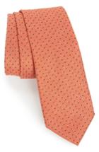 Men's Nordstrom Men's Shop Brockton Dot Silk & Cotton Tie, Size - Orange