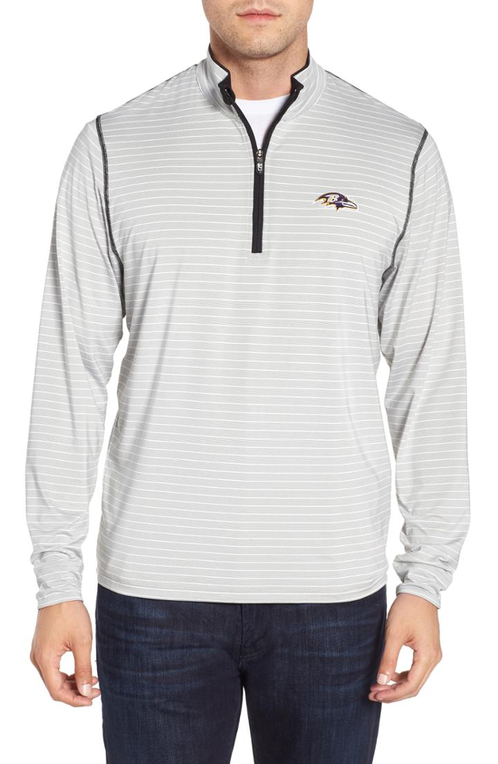 Men's Cutter & Buck Baltimore Ravens - Meridian Half Zip Pullover, Size - Black