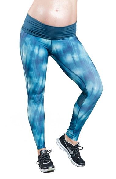 Women's Cozy Orange 'dillon' Mesh Panel Maternity Leggings - Blue