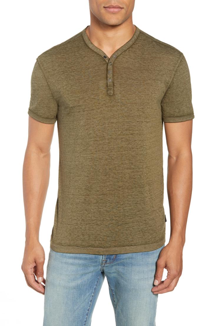 Men's John Varvatos Star Usa Burnout Henley T-shirt, Size - Green