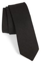 Men's 1901 Solid Linen & Cotton Tie, Size - Black